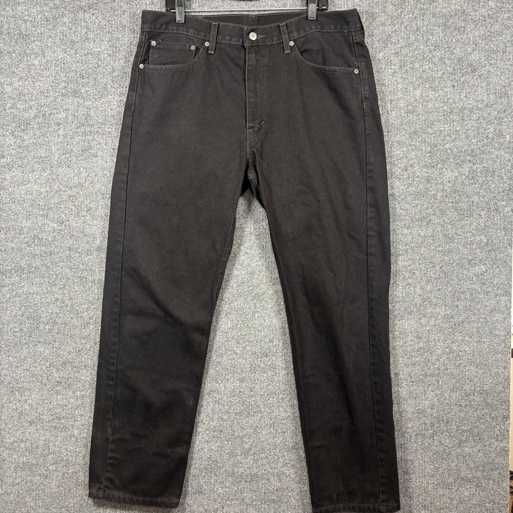 Levis 505 Mens 38x32 Regular Fit Straight Leg Black Red Tab Zip Fly Denim Jeans